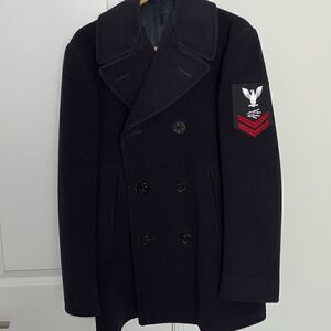 Men's Kersey Heavy 100% Wool Navy Peacoat Double Breasted 36 R authentic Uniform